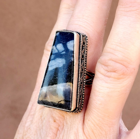 New Oversized Picasso Jasper 925 Silver Ring. - Picture 10 of 16